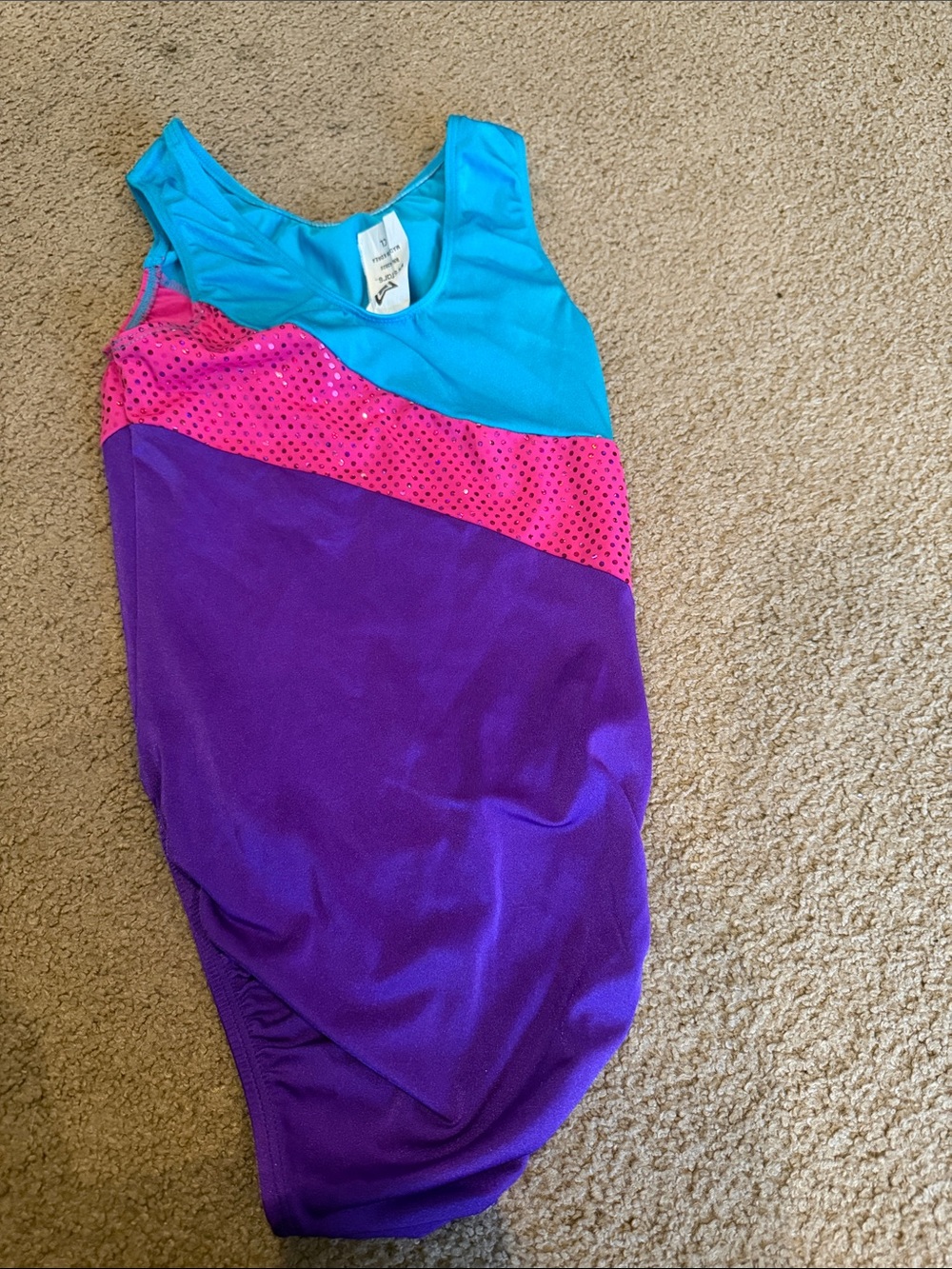 GK Girls One-Piece Leotard in Turquoise, Hot Pink & Purple